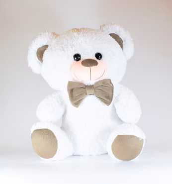 Nalle med Ljusbrun Rosett 32cm