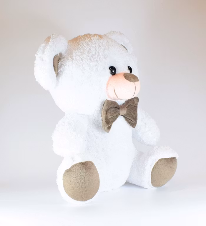 Nalle med Ljusbrun Rosett 32cm