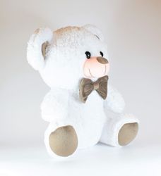 Nalle med Ljusbrun Rosett 32cm