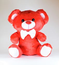 Röd Nalle med Vit Rosett 32cm