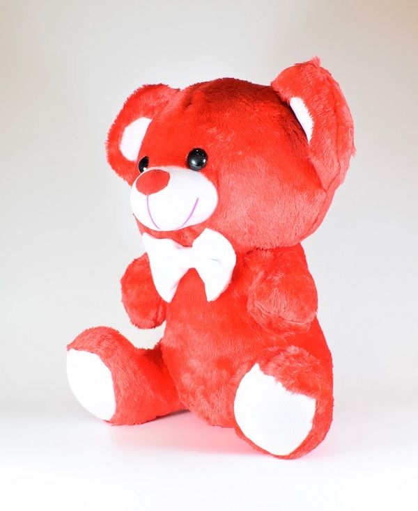 Röd Nalle med Vit Rosett 32cm