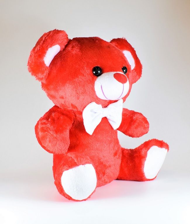 Röd Nalle med Vit Rosett 32cm