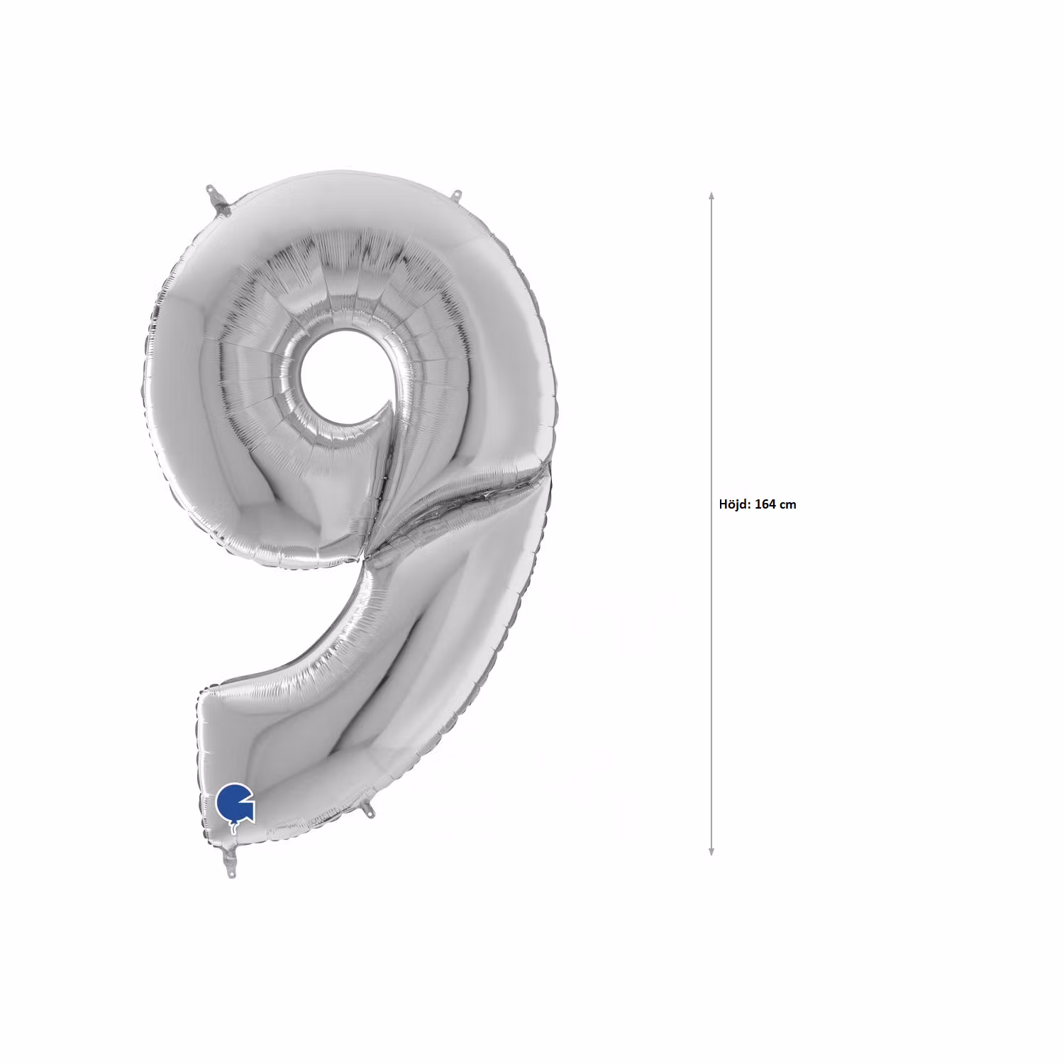 Sifferballonger Folie Gigantisk Silver 164cm