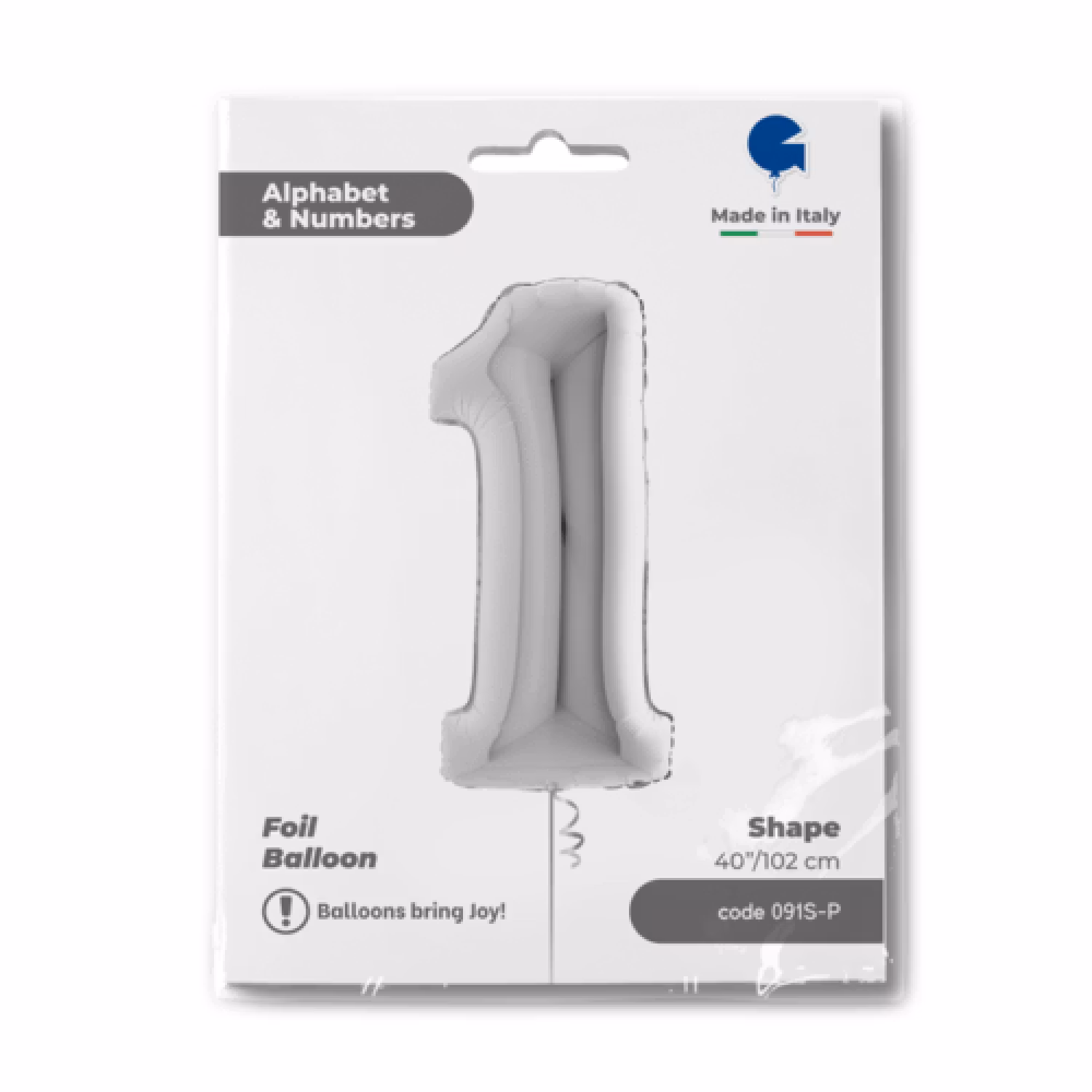 Sifferballonger Folie Silver 102cm