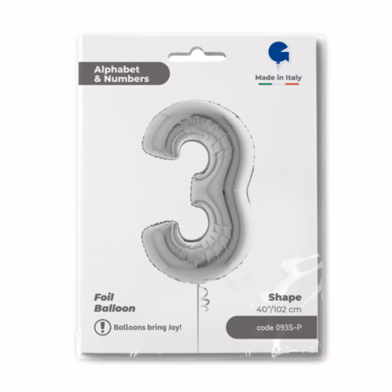 Sifferballonger Folie Silver 102cm