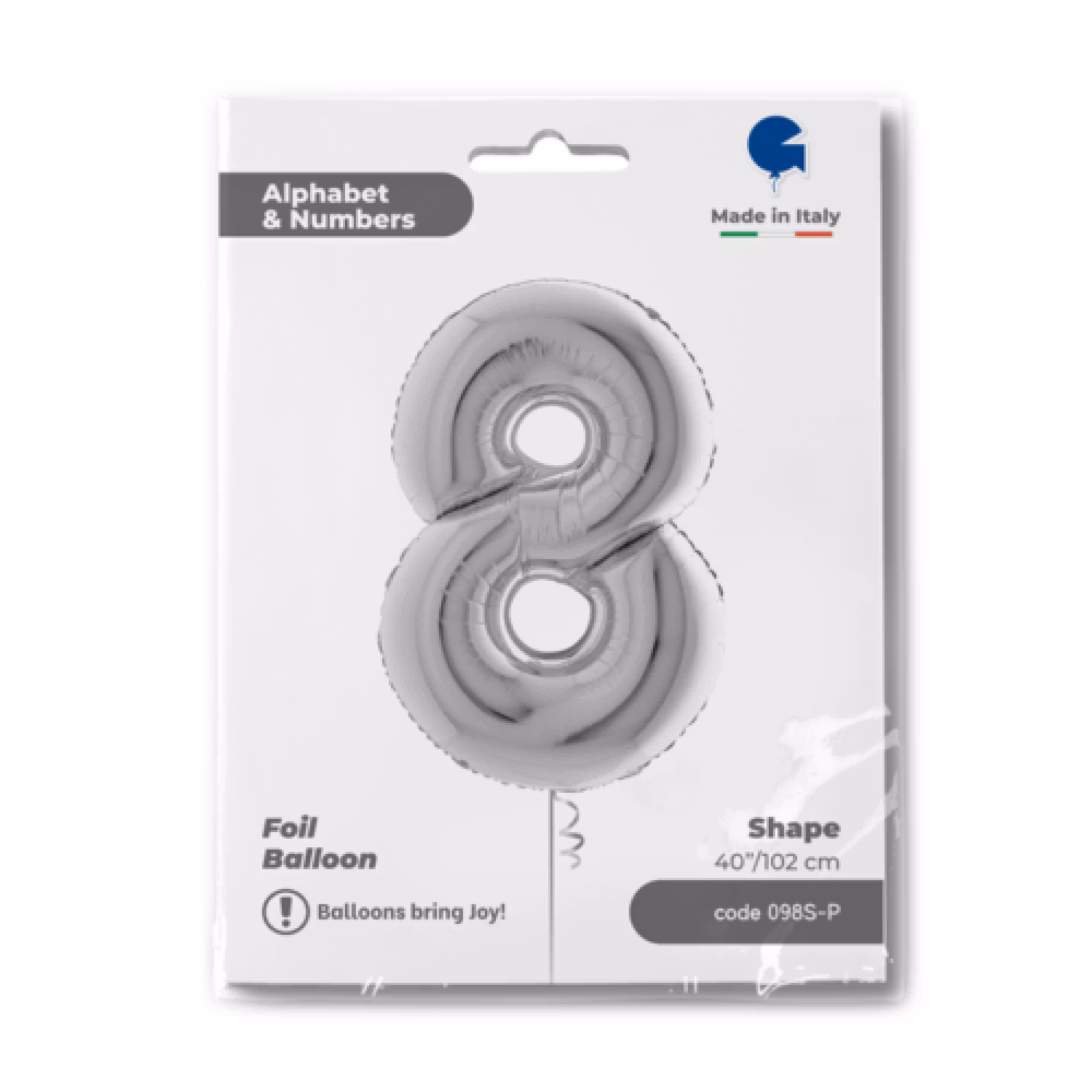 Sifferballonger Folie Silver 102cm