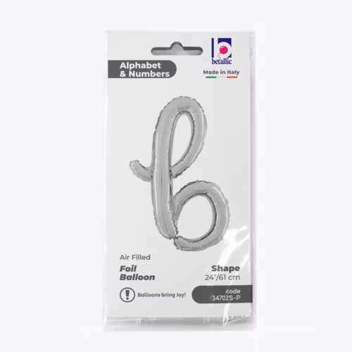 Bokstavsballong Folie Script Silver