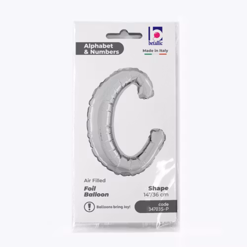 Bokstavsballong Folie Script Silver