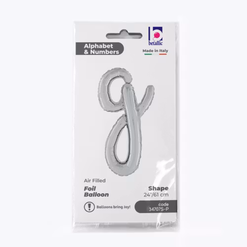 Bokstavsballong Folie Script Silver