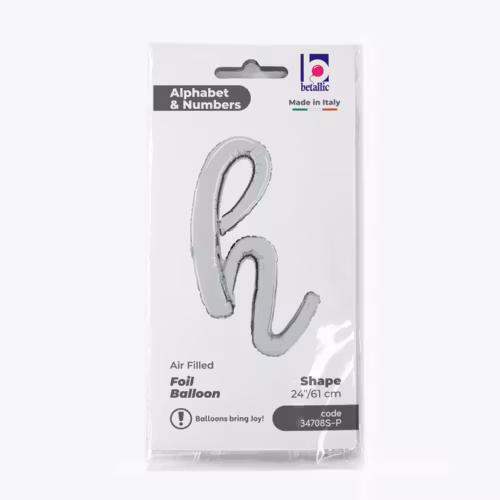 Bokstavsballong Folie Script Silver