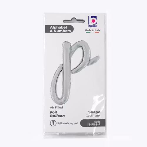 Bokstavsballong Folie Script Silver