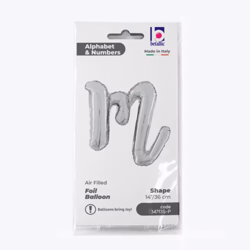 Bokstavsballong Folie Script Silver