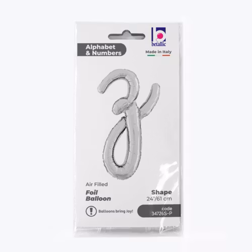 Bokstavsballong Folie Script Silver