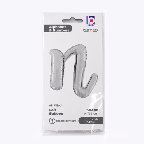 Bokstavsballong Folie Script Silver