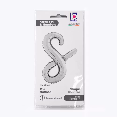 Bokstavsballong Folie Script Silver