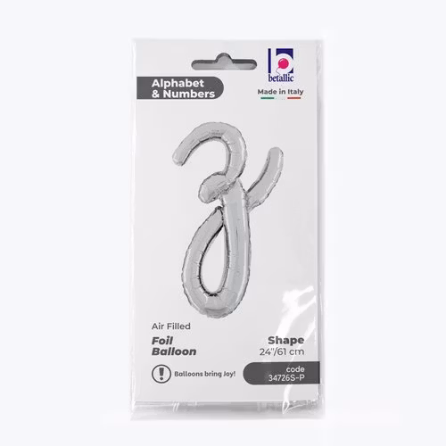 Bokstavsballong Folie Script Silver