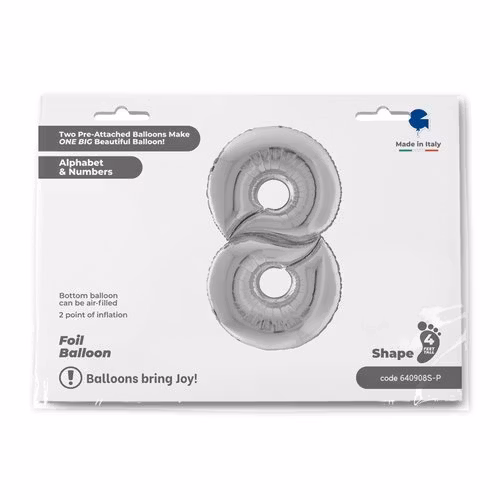 Sifferballonger Folie Gigantisk Silver 164cm