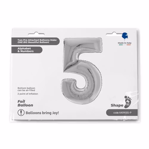 Sifferballonger Folie Gigantisk Silver 164cm