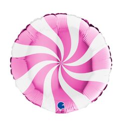Folieballong Swirly Vit-Rosa 45cm