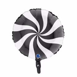 Folieballong Swirly Vit-Svart 45cm