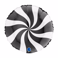 Folieballong Swirly Vit-Svart 45cm