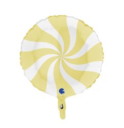 Folieballong Swirly Vit-Matte Gul 45cm