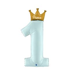 Folieballong Siffra My 1st Birthday Prince Pastellblå 100cm