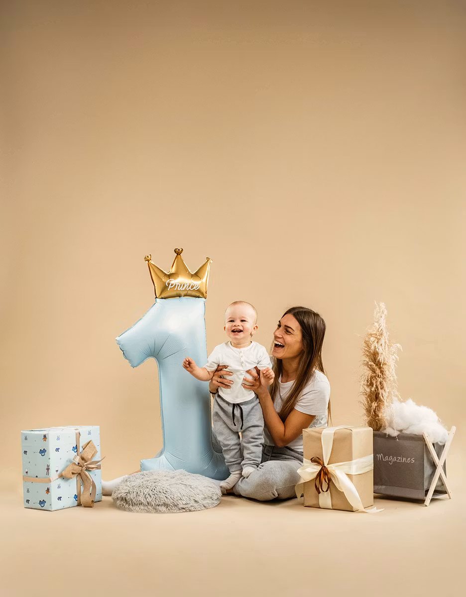 Folieballong Siffra My 1st Birthday Prince Pastellblå 100cm