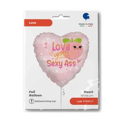 Folieballong Hjärtan Love You Sexy Ass 46cm