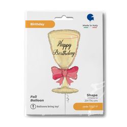 Folieballong Vinglas Happy Birthday 74cm