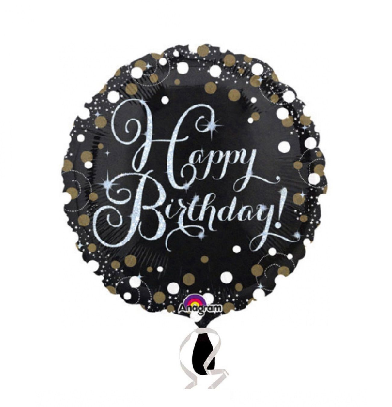 Folieballong Sparkling Happy Birthday Svart 45cm