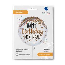 Folieballong Happy Birthday Dick Head 46cm