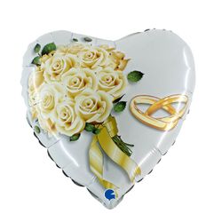 Folieballong Bröllop Vita Rosor Bukett 46cm