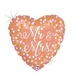 Folieballong Mr & Mrs Rose Gold Holografisk 45cm