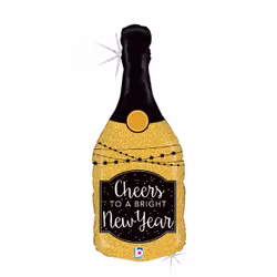 Folieballong Champagneflaska New Year Glitter 81cm