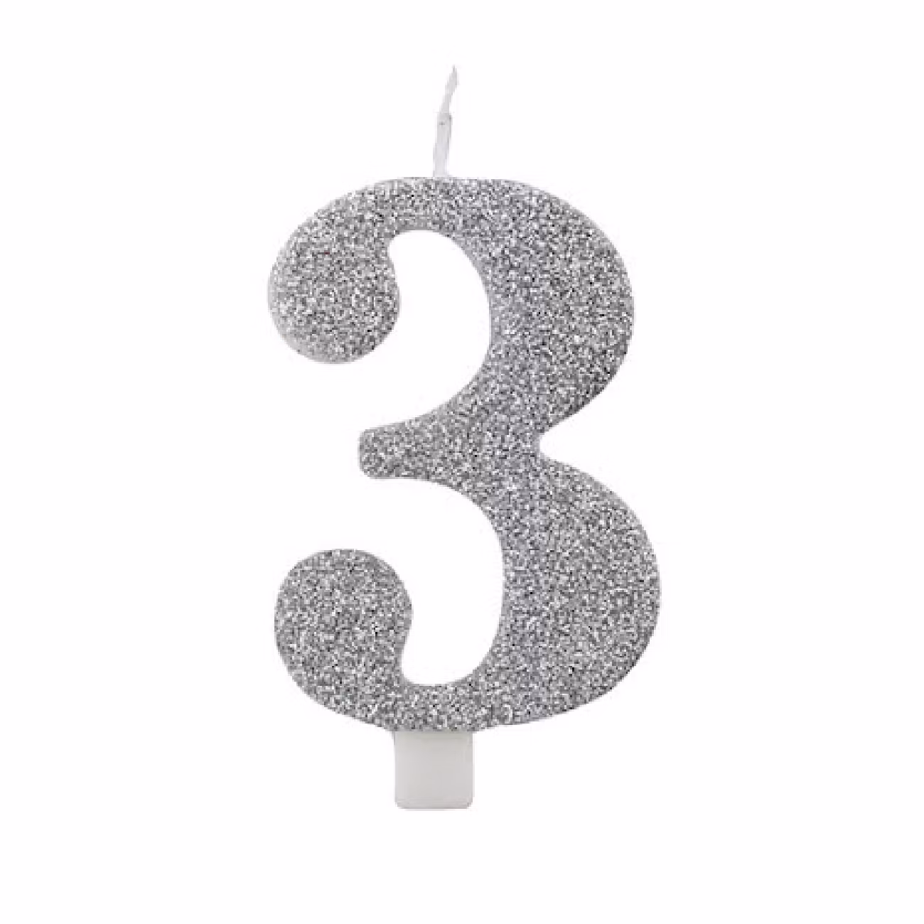 Tårtljus Siffra Silver Glitter