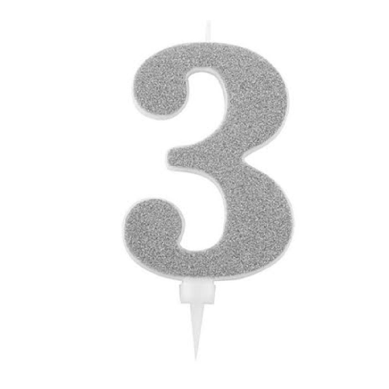 Tårtljus Siffra Silver Glitter