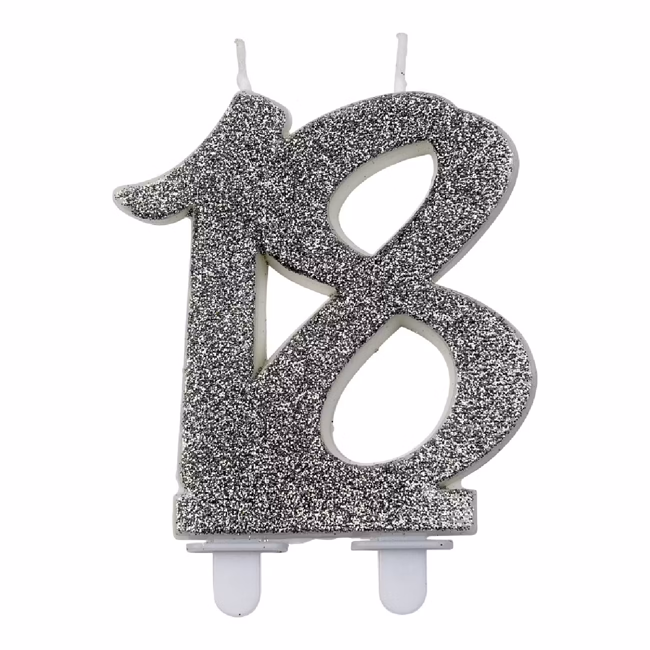 Tårtljus Siffra 18 Silver Glitter