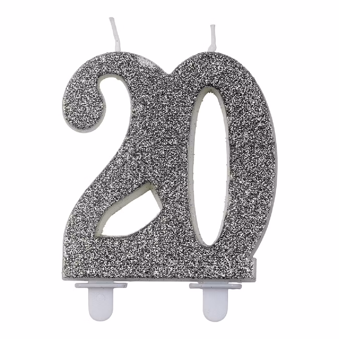 Tårtljus Siffra 20 Silver Glitter