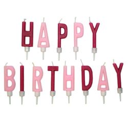 Tårtljus Happy Birthday Rosa