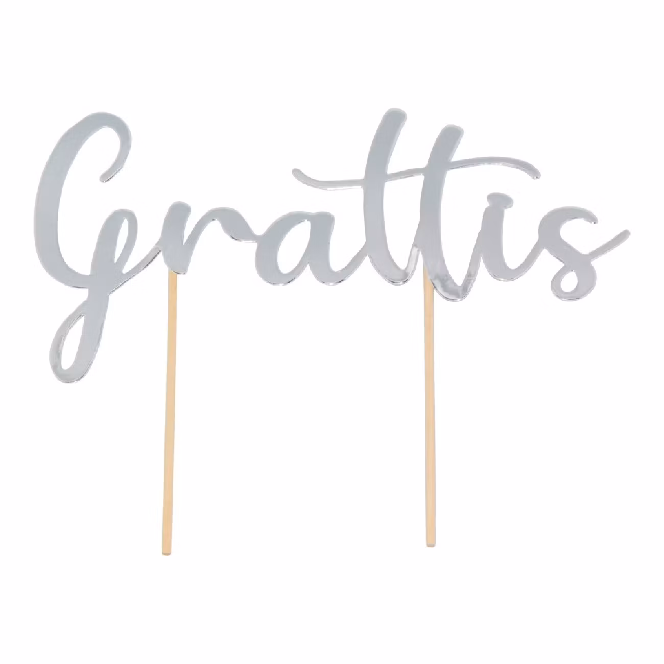 Cake Toppers Grattis Silver Metallic