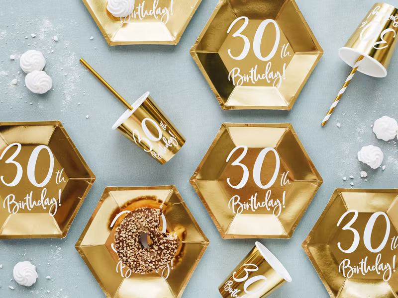 Pappersmuggar 30th Birthday Guld Metallic
