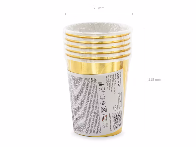 Pappersmuggar 50th Birthday Guld Metallic