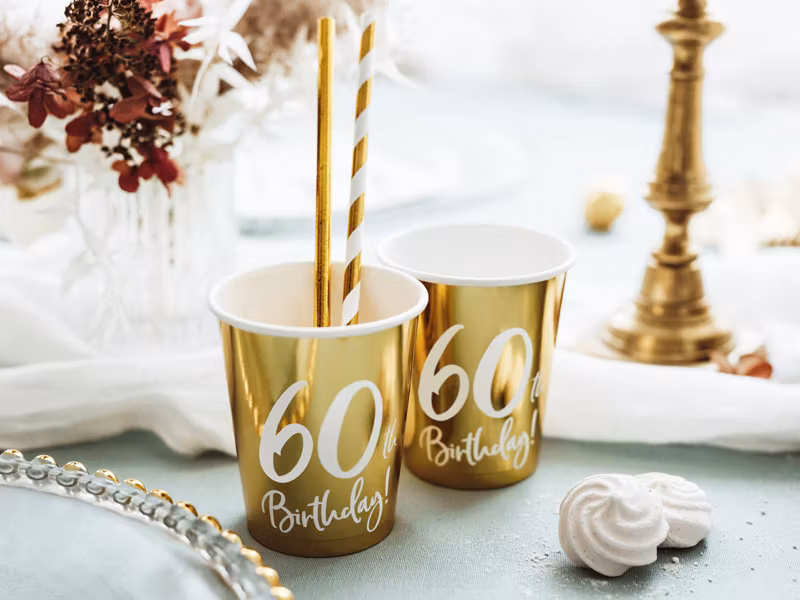 Pappersmuggar 60th Birthday Guld Metallic