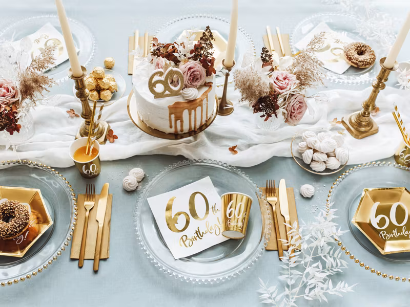 Pappersmuggar 60th Birthday Guld Metallic