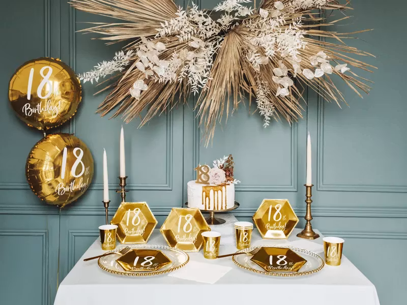 Papperstallrikar 18th Birthday Guld Metallic