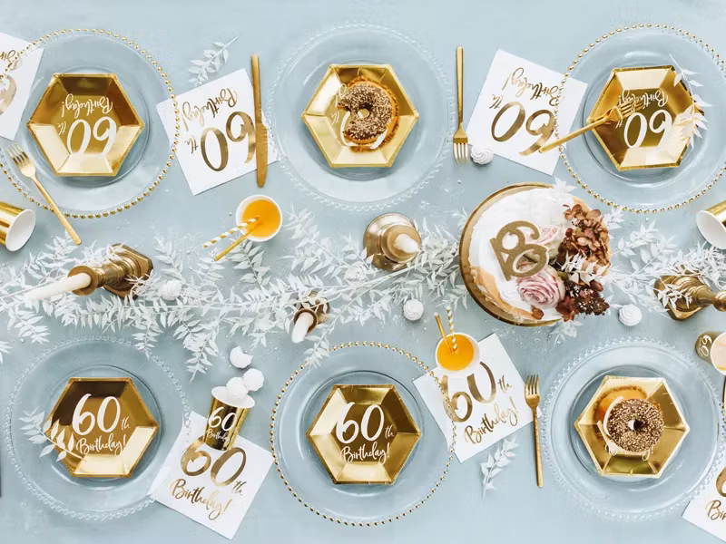 Papperstallrikar 60th Birthday Guld Metallic
