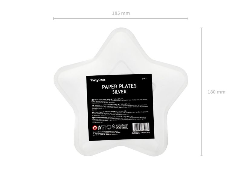 Papperstallrikar Star Silver Metallic 18cm