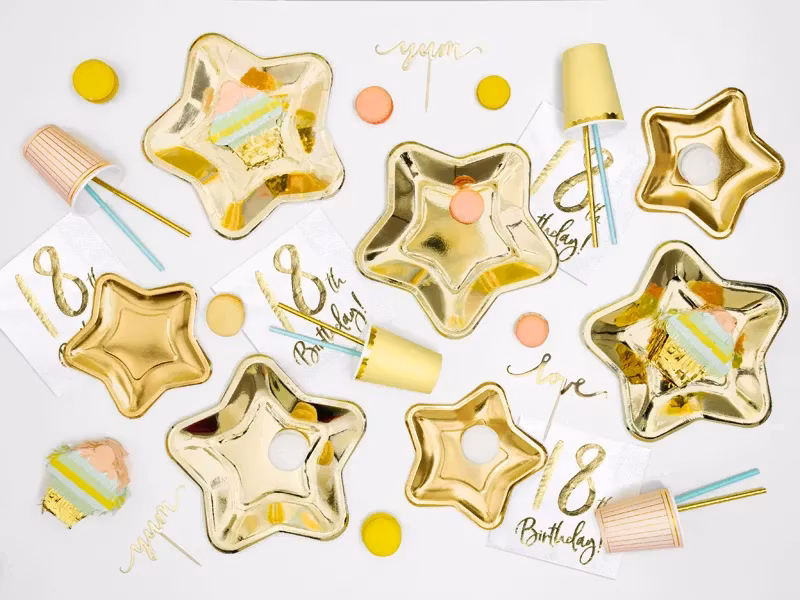 Papperstallrikar Star Guld Metallic 23cm