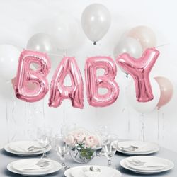 Bokstavsballonger Baby Rosa